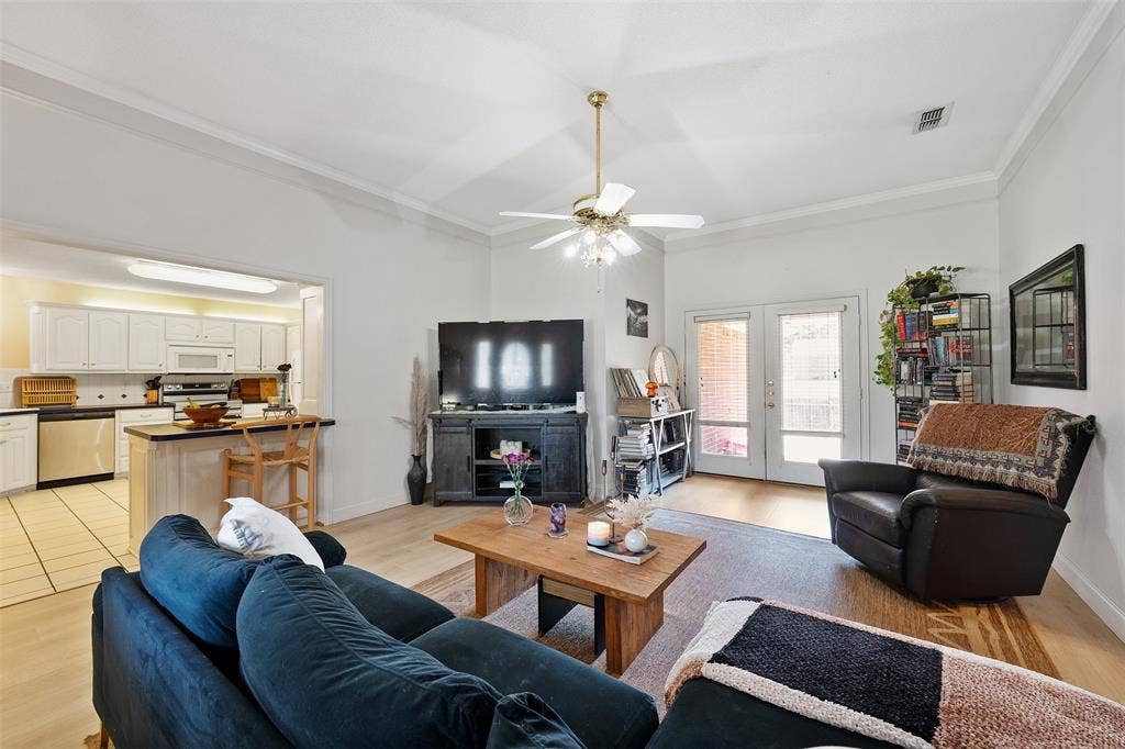 310 Linda Lane, Lindale, TX 75771 Recessed lighting, wood-finish flooring, and white crown molding