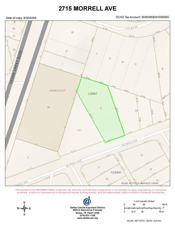 2715 Morrell Avenue, Dallas, TX 75203 Appraisal District Map. Identifying the property's location and boundaries