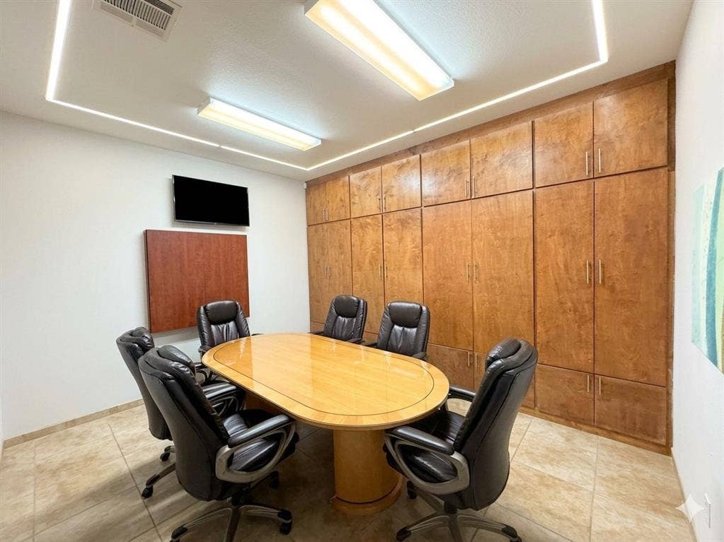 4512 Legacy Drive, #100, Plano, TX 75024 Integrated ceiling lighting and recessed fluorescent fixtures illuminate this space