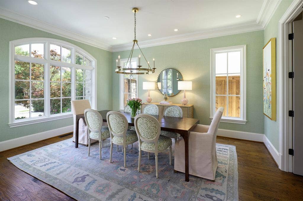 3637 Haynie Avenue, University Park, TX 75205 Dining room with designer wallpaper