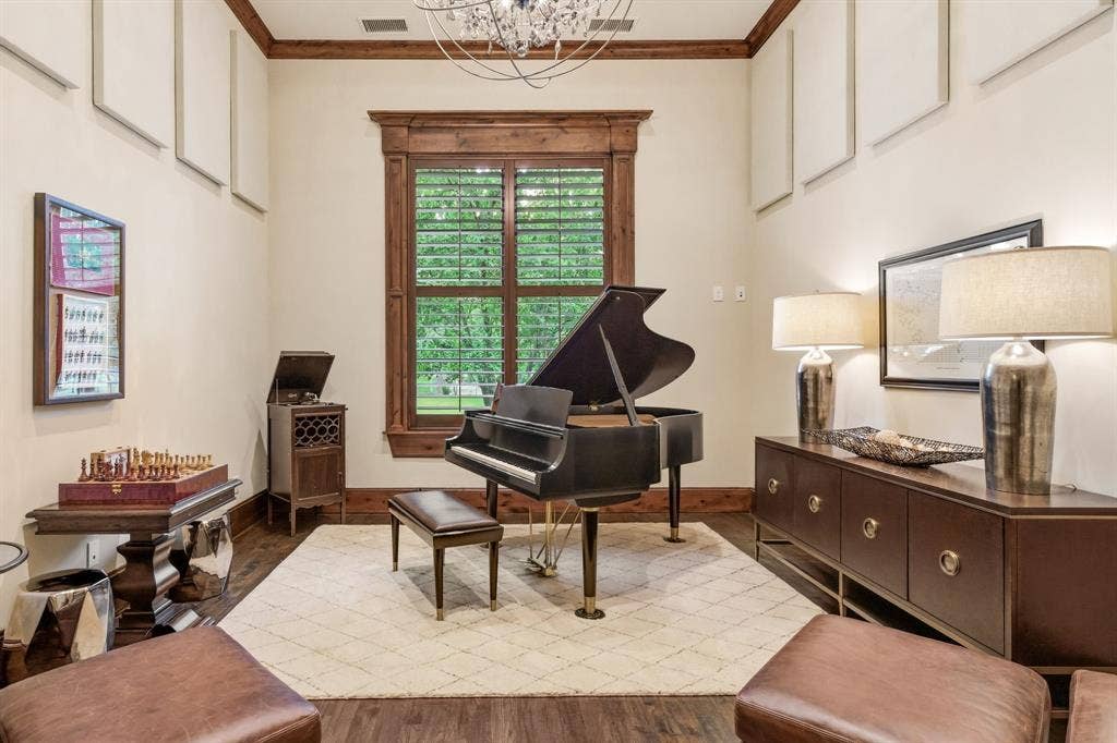 6635 Park Lane, Dallas, TX 75225 Office/Secondary Living Room or Music Room. Sound dampening panels remain.