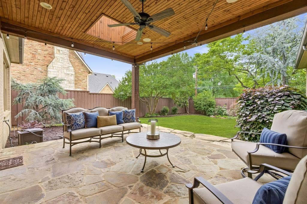 6635 Park Lane, Dallas, TX 75225 Skylights included to provide natural light on patio.