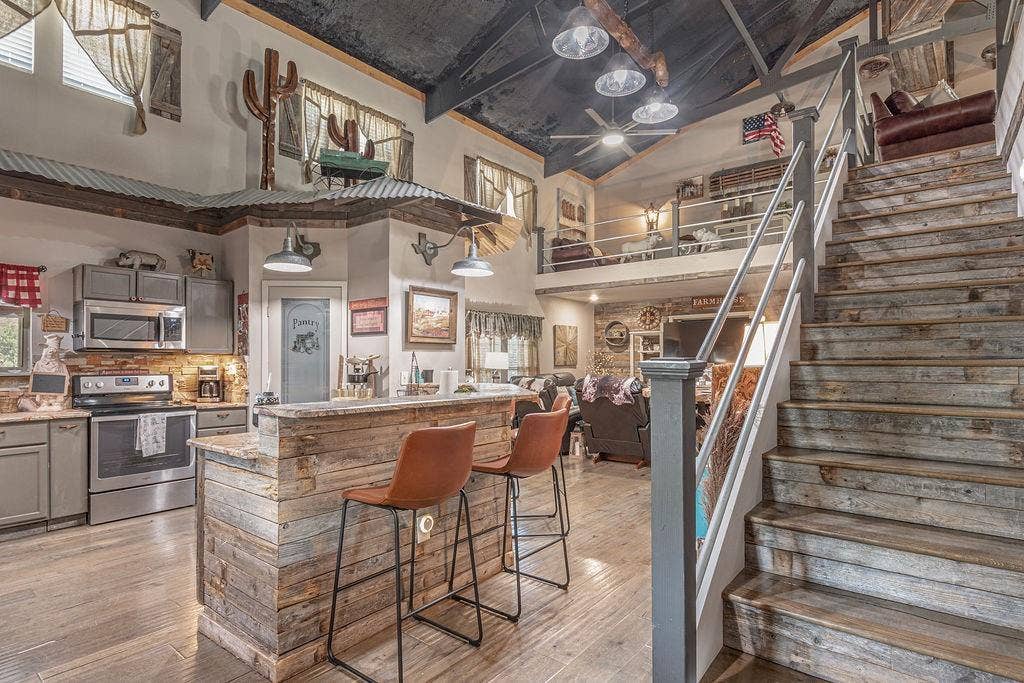 4129 County Road 4111, Campbell, TX 75422 Kitchen and stairs up to 2nd floor