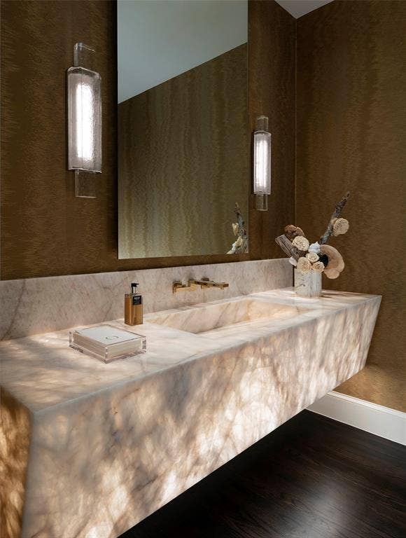 6039 Waggoner Drive, Dallas, TX 75230 Powder bathroom with specialty lighting