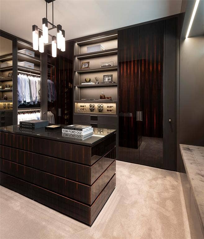 6039 Waggoner Drive, Dallas, TX 75230 Eggersmann designed custom closet with Macassar ebony paneling and 8 watch winders