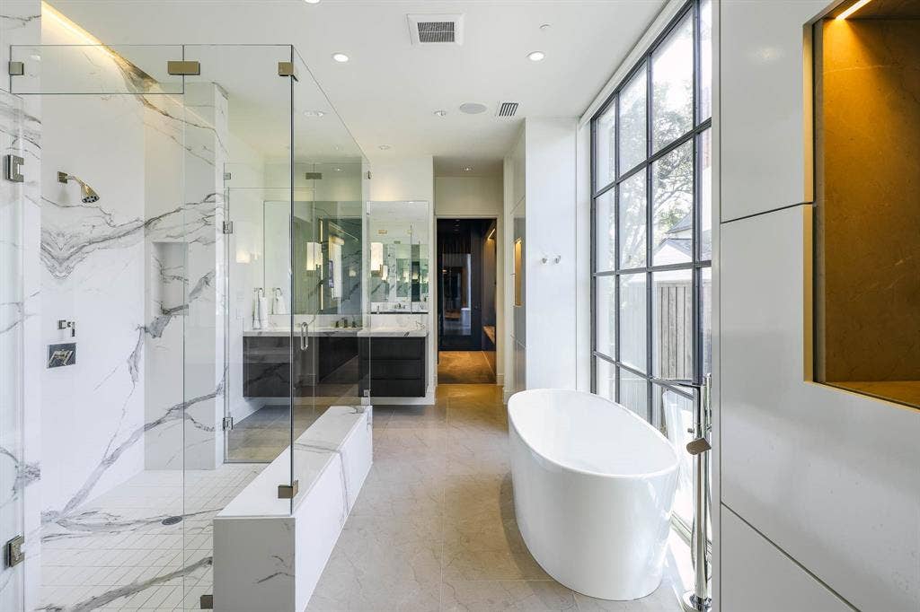 6039 Waggoner Drive, Dallas, TX 75230 Primary Bedroom with heated marble floors