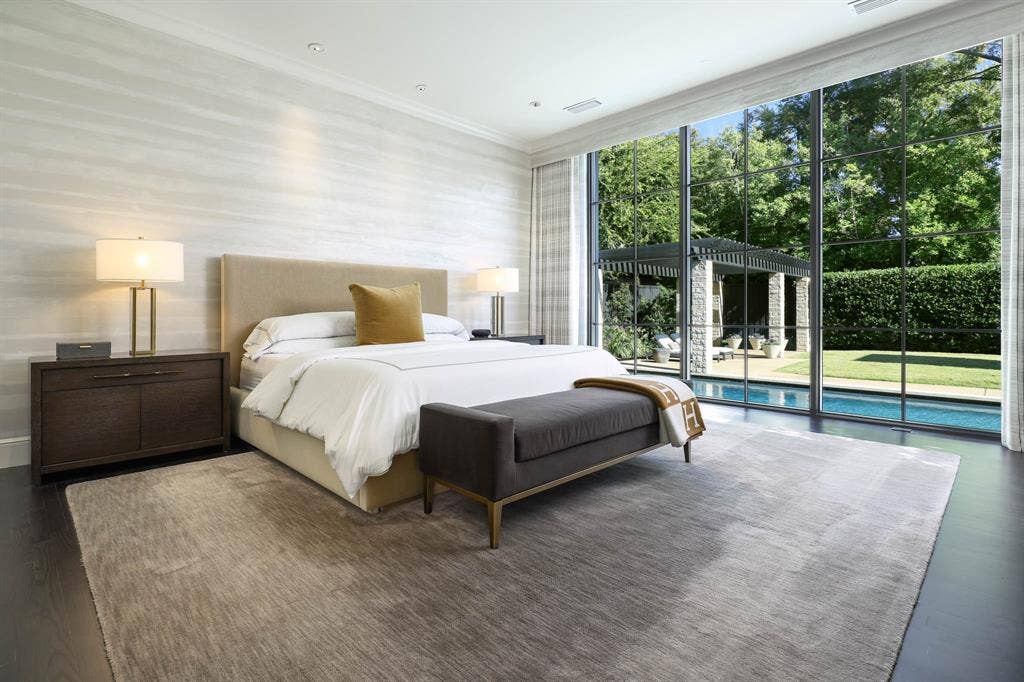 6039 Waggoner Drive, Dallas, TX 75230 Primary Bedroom overlooking backyard landscape
