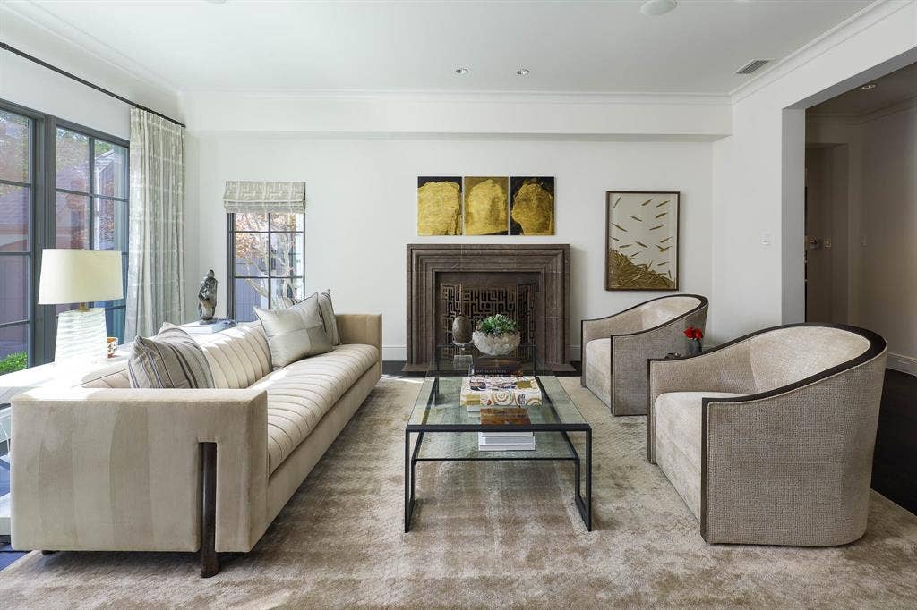 6039 Waggoner Drive, Dallas, TX 75230 Living Room with gas fireplace