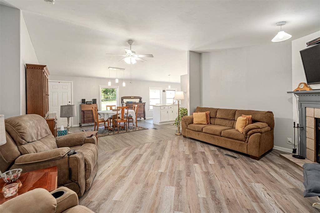 Living room with new laminate flooring