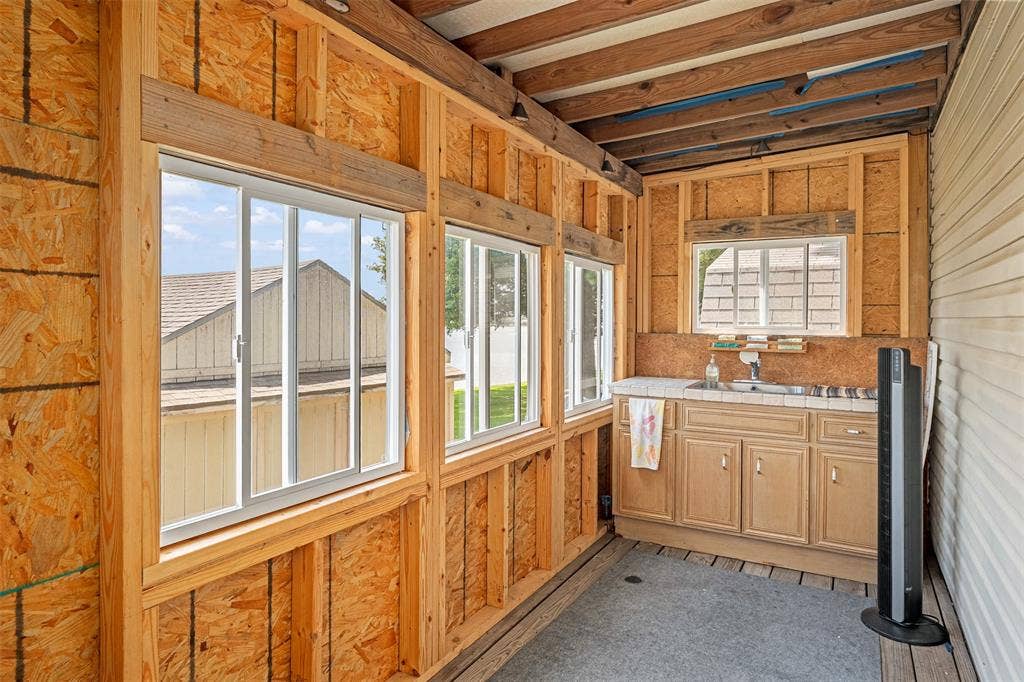 back porch with built in sink