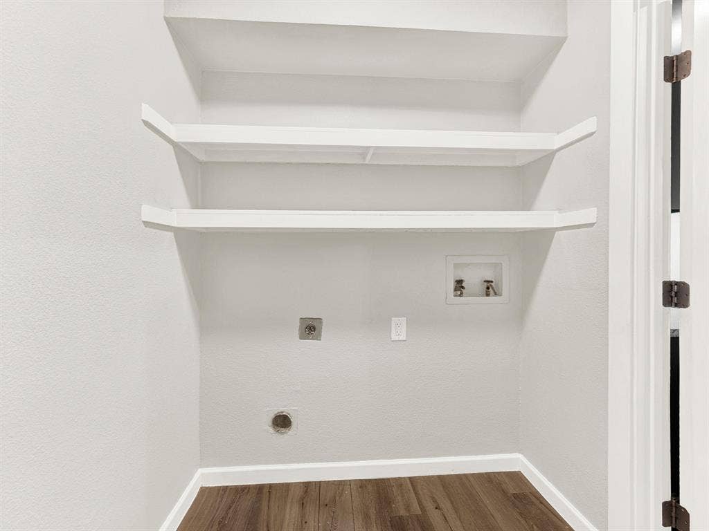 Laundry room with extra shelving for even more storage space