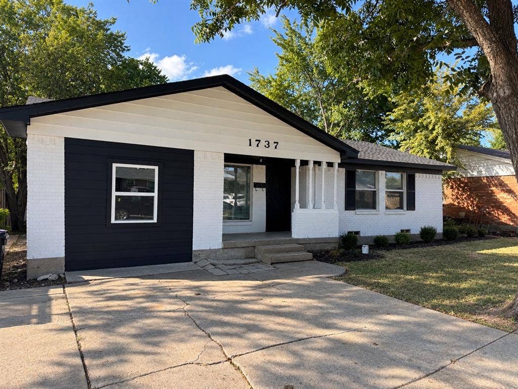 1737 Alta Vista Street, Mesquite, TX 75149 White brick exterior with dark accent siding