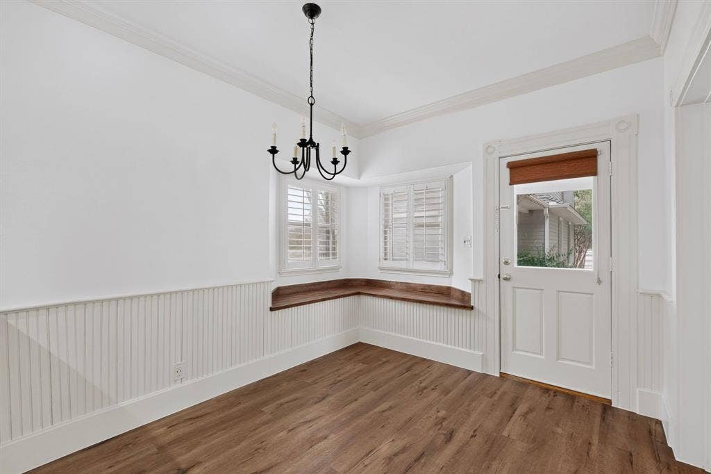 2 Trailridge Drive, Melissa, TX 75454 Wood-finish flooring with white beadboard wainscoting