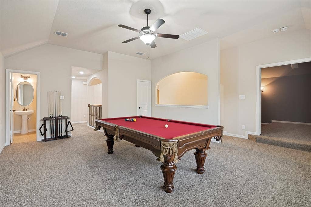 10002 Edgeway Circle, Rowlett, TX 75089 Large second-floor game room. Pool table remains.