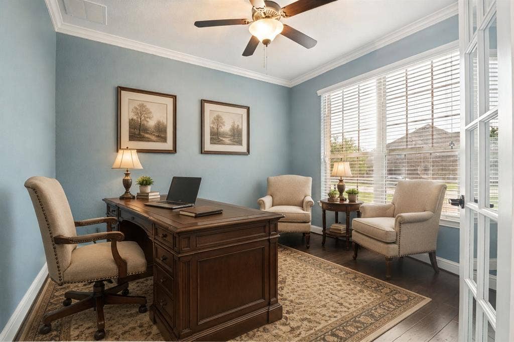 10002 Edgeway Circle, Rowlett, TX 75089 Office-study off main entrance hall (virtually staged).