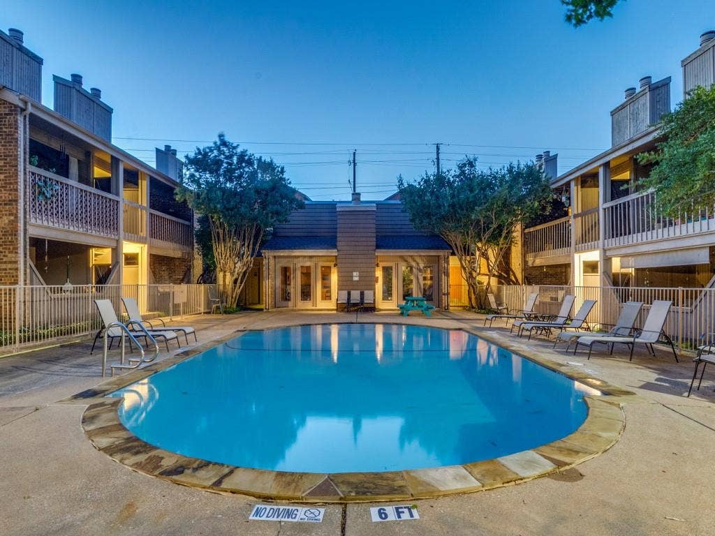 5140 Amesbury Drive, #212, Dallas, TX 75206 Large terrace overlooks pool and clubhouse