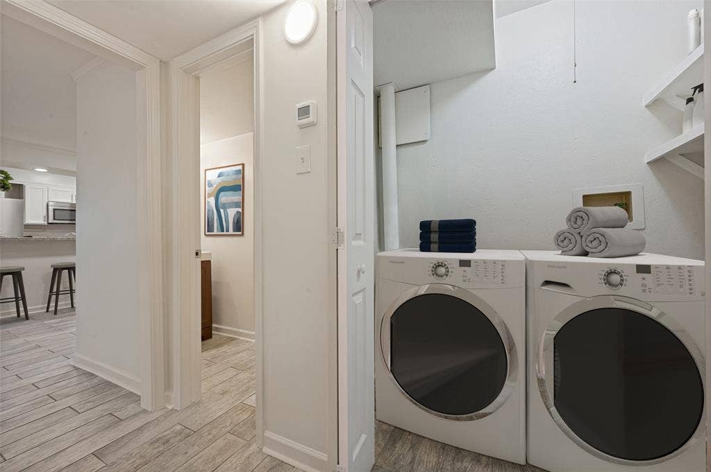 5140 Amesbury Drive, #212, Dallas, TX 75206 Full Side x Side Laundry at The Arrangement Condos