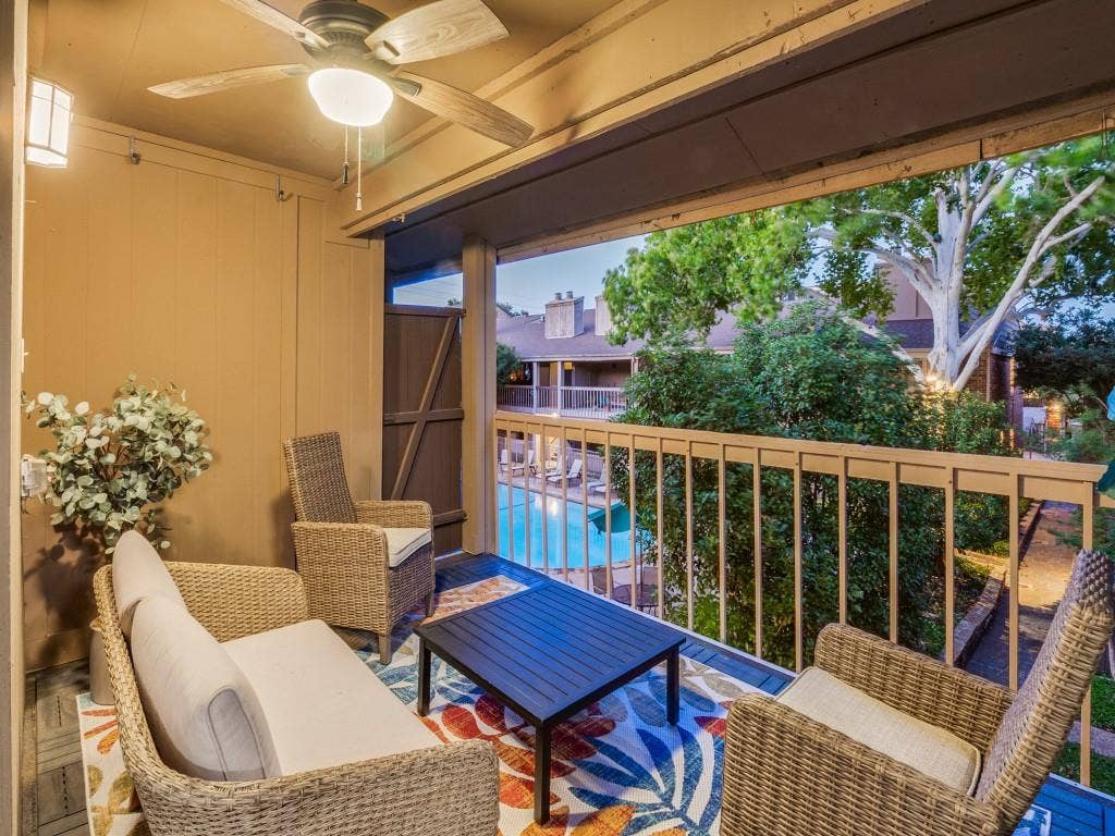 5140 Amesbury Drive, #212, Dallas, TX 75206 Spacious balcony overlooks pool