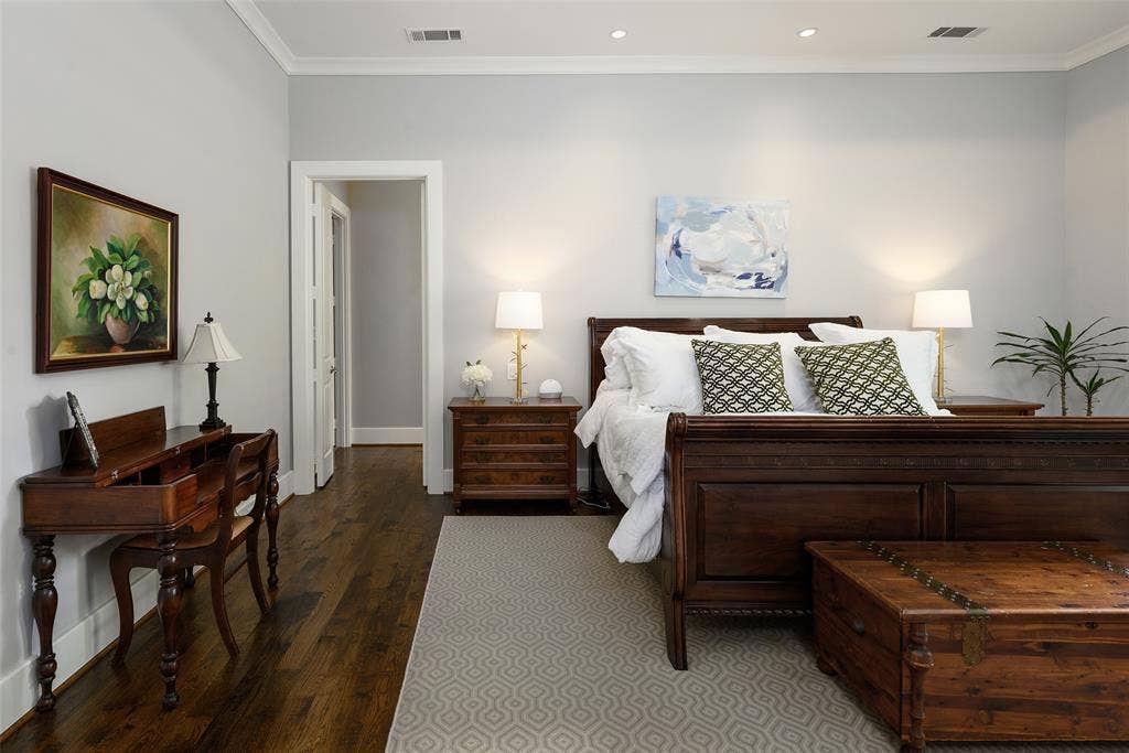 3420 Hanover Street, University Park, TX 75225 Hardwood flooring, recessed lighting, crown molding, and a wide entryway