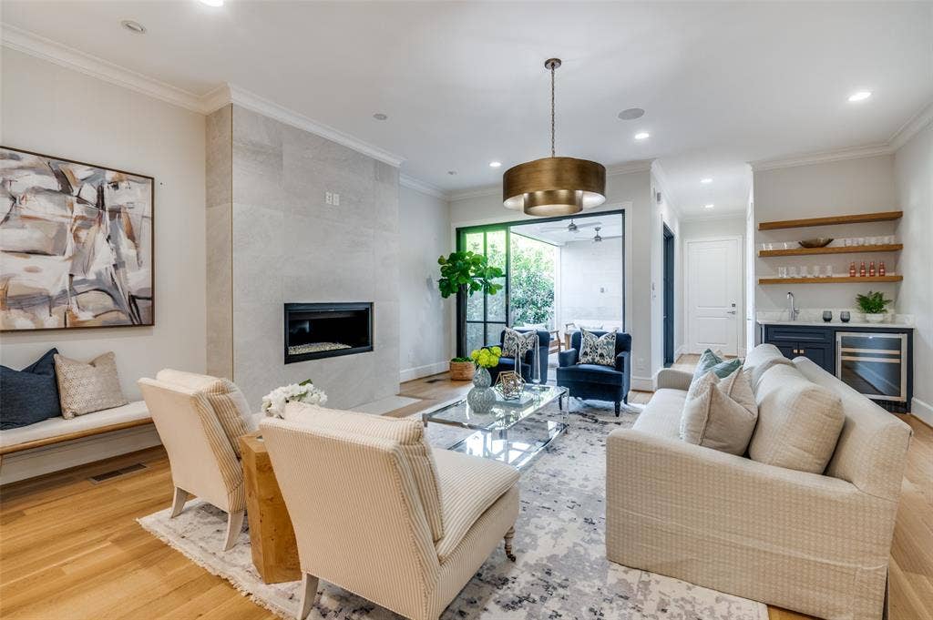 4031 Prescott Avenue, Dallas, TX 75219 Hardwood flooring, recessed lighting, and crown molding