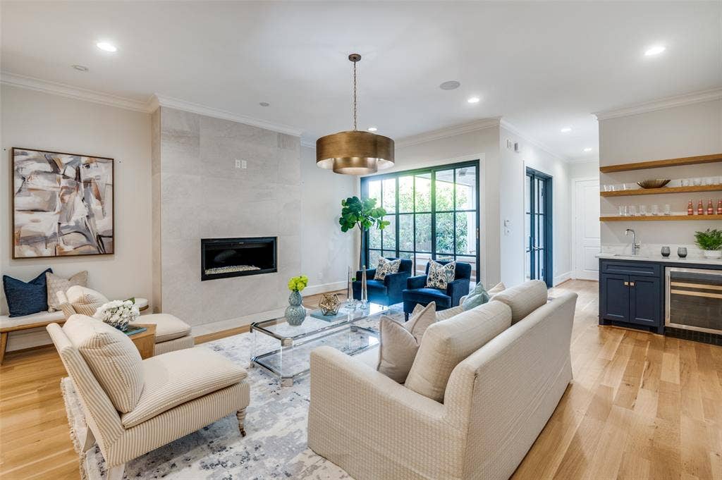 4031 Prescott Avenue, Dallas, TX 75219 Hardwood flooring, recessed lighting, and crown molding
