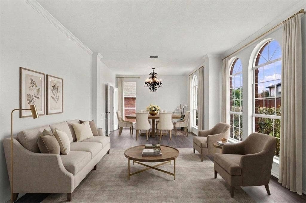 Virtually Staged Living Room and Dining Area