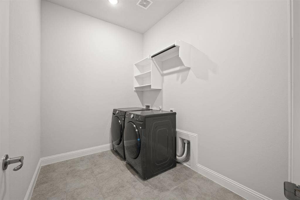 White shelving system with a hanging rod