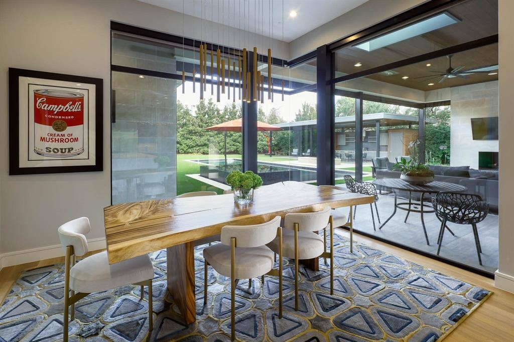 4745 Crooked Lane, Dallas, TX 75229 Breakfast room overlooking landscaped backyard and pool
