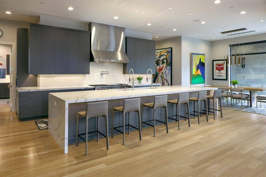 4745 Crooked Lane, Dallas, TX 75229 Gourmet kitchen with premium appliances and adjacent breakfast room