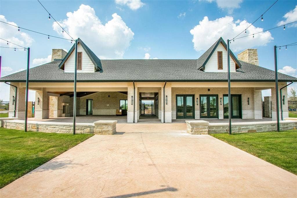 821 Shepperton Way, Fort Worth, TX 76247 Back of house featuring french doors, a yard, and a patio area