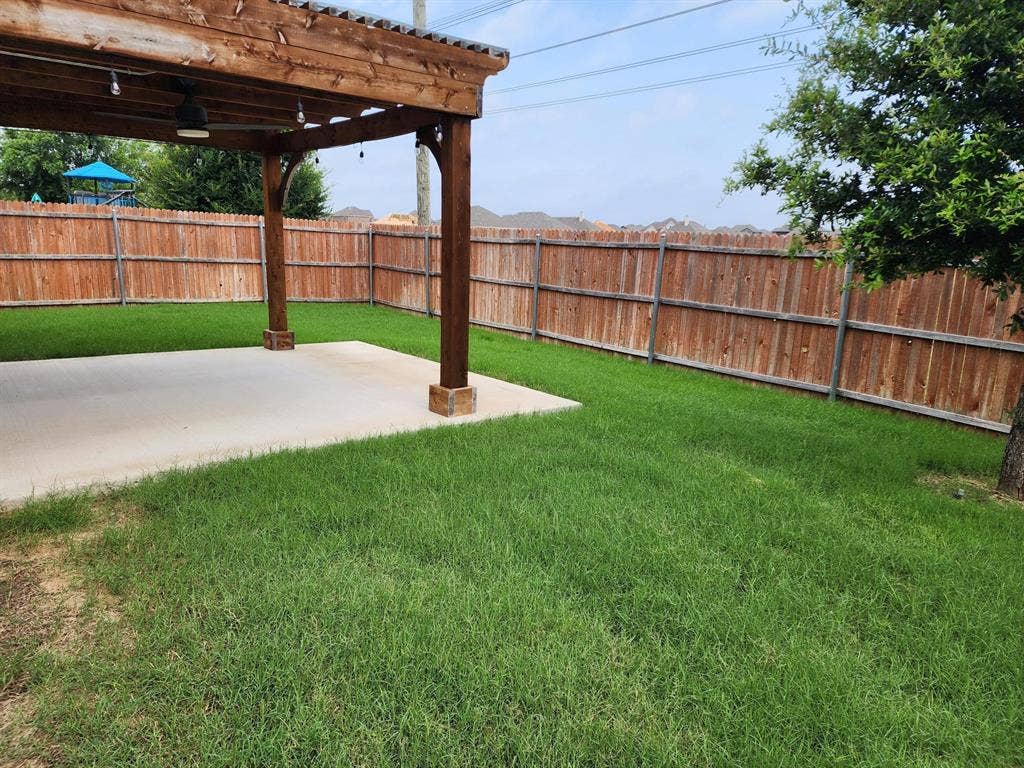 729 Watson Way, Crowley, TX 76036 View of yard with a pergola and a patio area