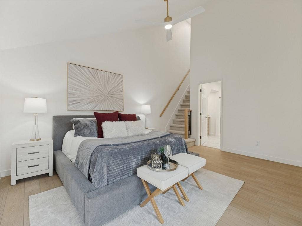 6029 Buffridge Trail, Dallas, TX 75252 and its own private staircase to another room with fireplace above.