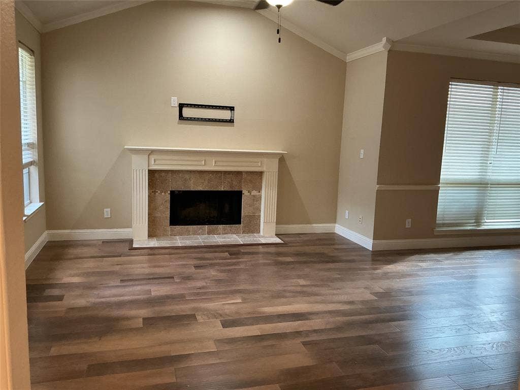 4005 Desert Mountain Drive, Plano, TX 75093 living room with gas fireplace
