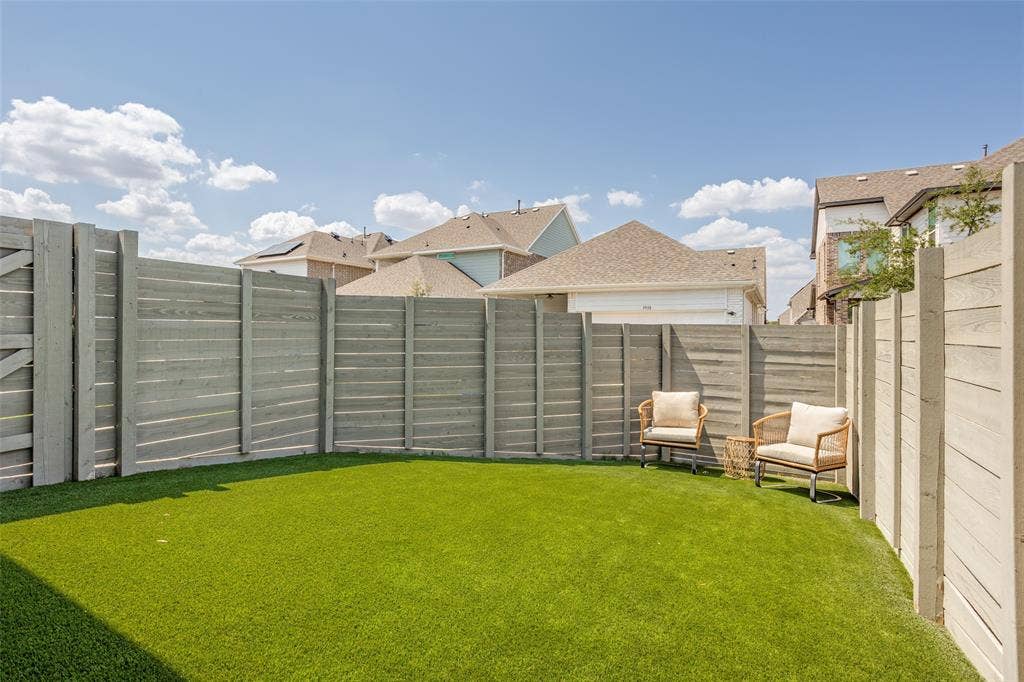 3509 The Commons Parkway, Sachse, TX 75048 Enclosed backyard featuring a privacy fence, artificial turf, and a gated entry