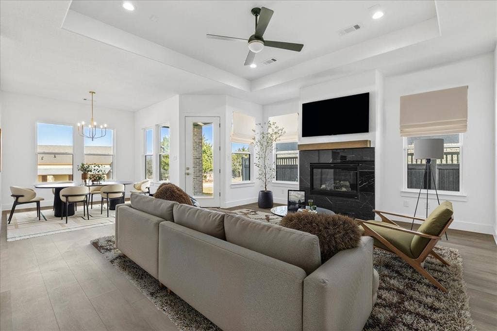 Living room with virtual staging