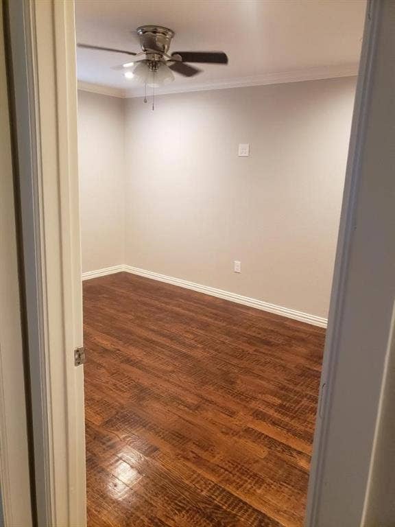 3602 Palm Drive, Mesquite, TX 75150 Wood-finish flooring, ceiling fan with light fixture, and crown molding