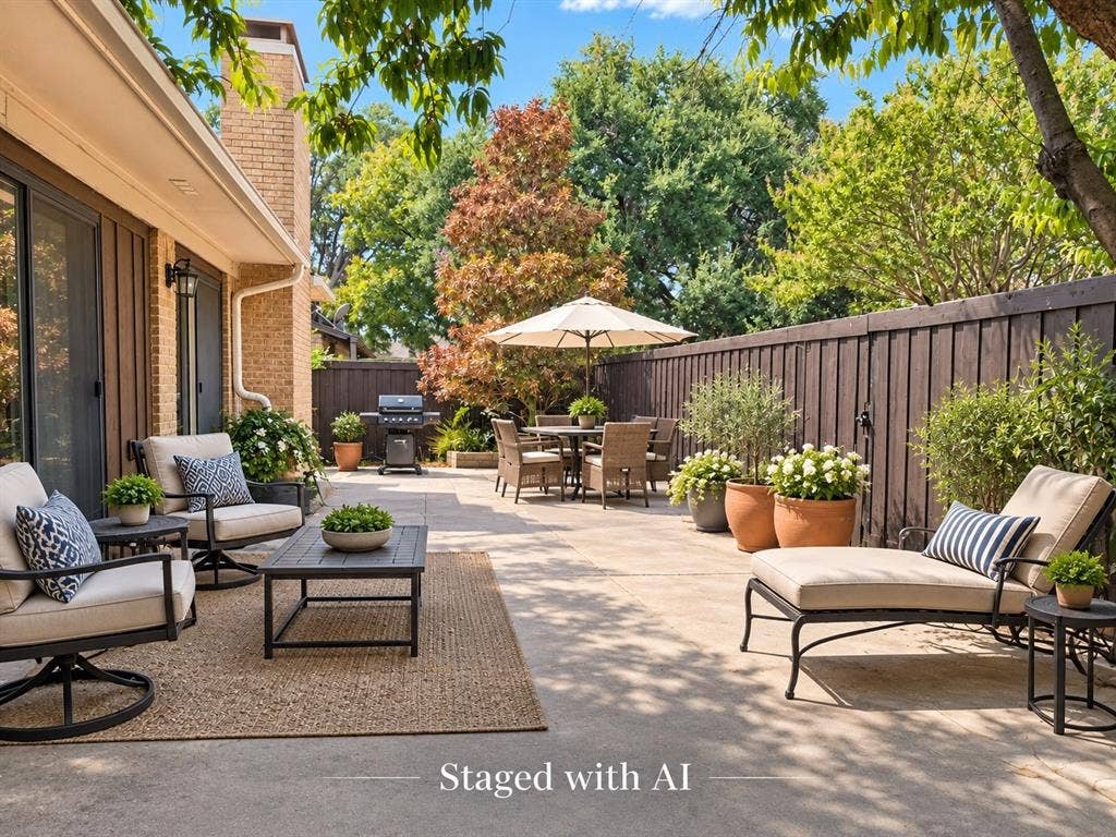15531 Mosscove Circle, Dallas, TX 75248 Patio - Staged with AI