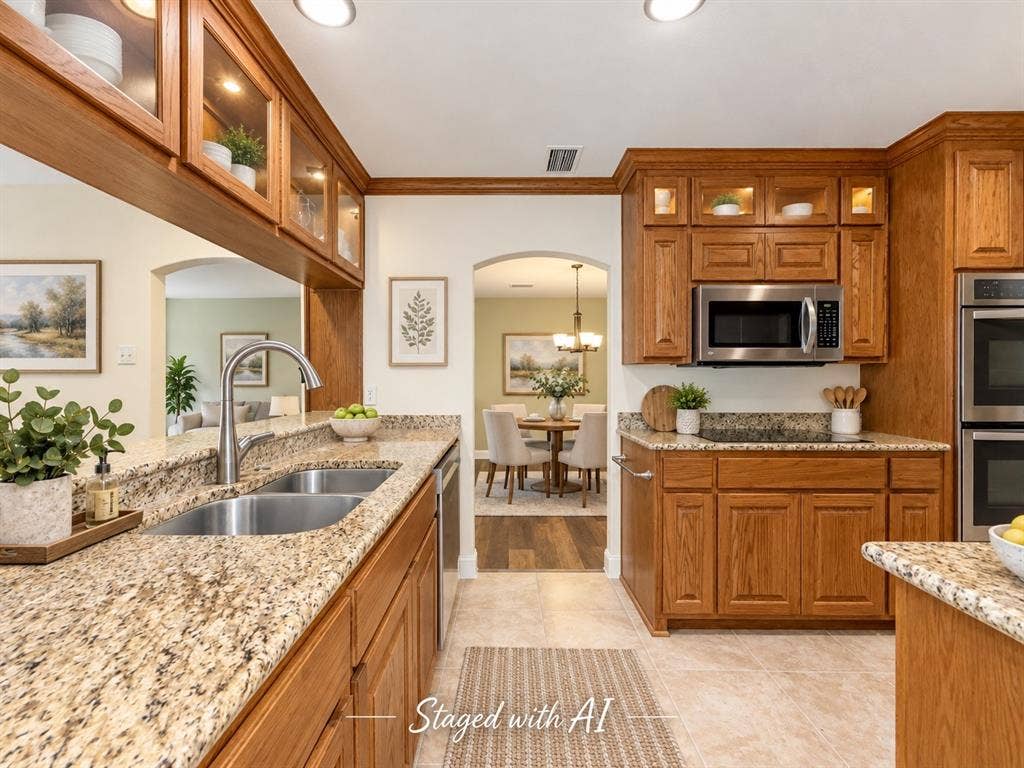 15531 Mosscove Circle, Dallas, TX 75248 Kitchen - Staged with AI