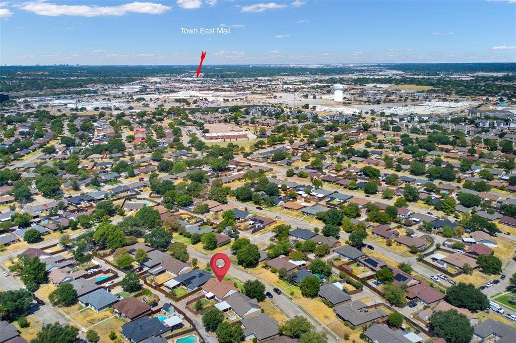 1002 Courtney Drive, Mesquite, TX 75150 Looking towards Town East Mall from home. Poteet High School is halfway between on right.