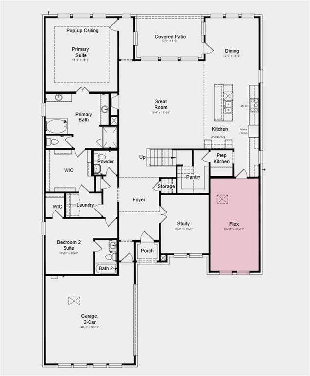 1708 Camelia Avenue, Northlake, TX 76226 First Floor Plan - Additional Highlights Include: upgraded front door, and fireplace with 2-story floor to ceiling tile surround