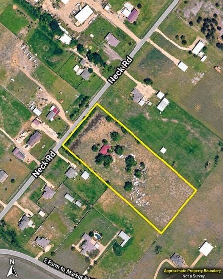 2429 Neck Road, Palmer, TX 75152 Aerial Map. Indicating the approximate property boundary and surrounding roadways