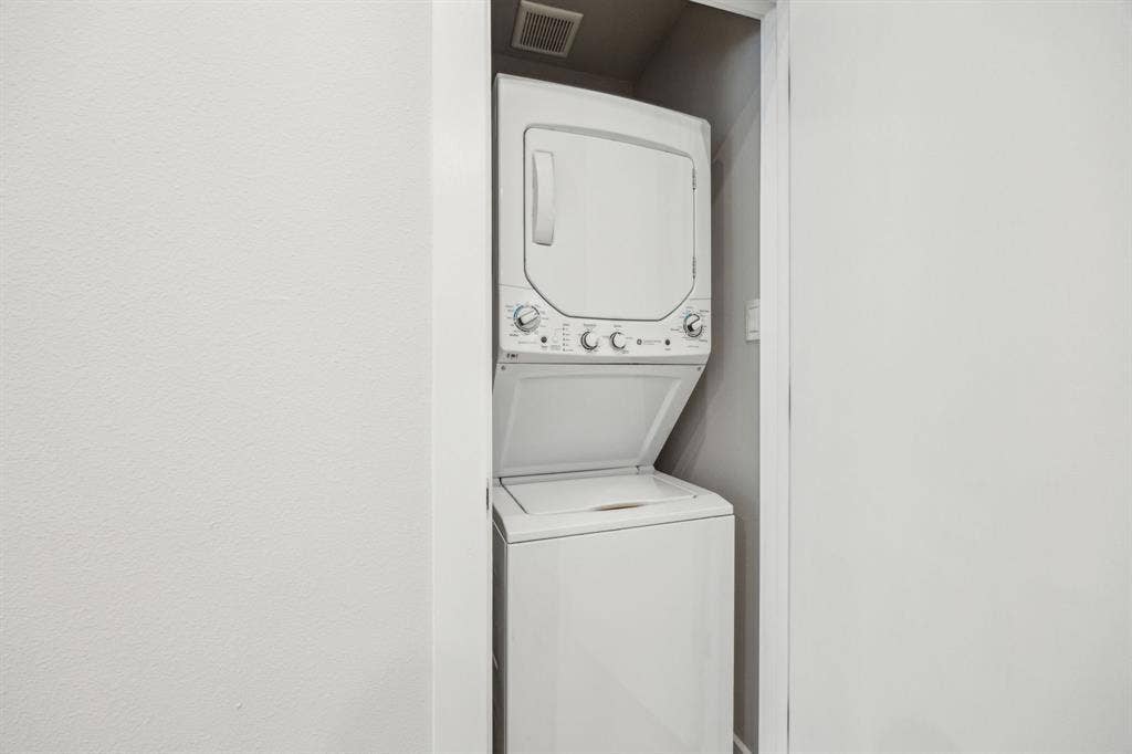Stackable white washer and dryer unit