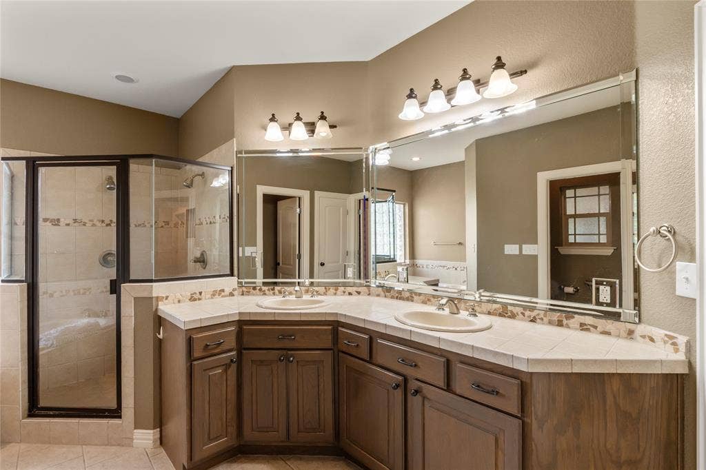 Primary bathroom with dual sinks