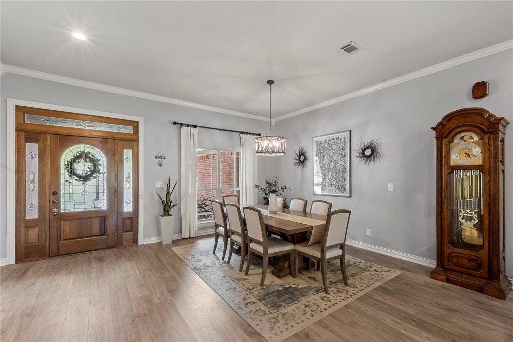 Entry with open dining