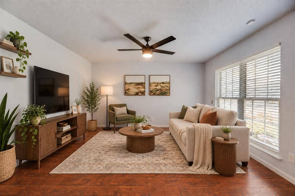 2305 Mccoy Court, Carrollton, TX 75006 Downstairs flex space... Virtually staged as second living area