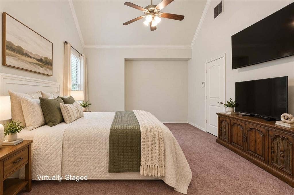 524 S Greenville Avenue, Richardson, TX 75081 Virtually Staged- Here's another view of the Primary Bedroom that shows off the extra space for a sitting area.