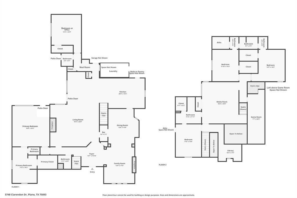 5748 Clarendon Drive, Plano, TX 75093 Flexible floor plan with 2 bedrooms downstairs (one used as home office).