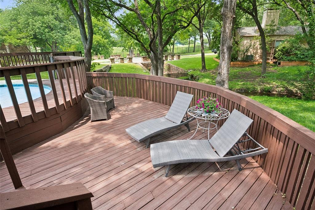 2001 Pebble Beach Court, Richardson, TX 75082 Hideaway on the lower deck with a stunning view of the creek.