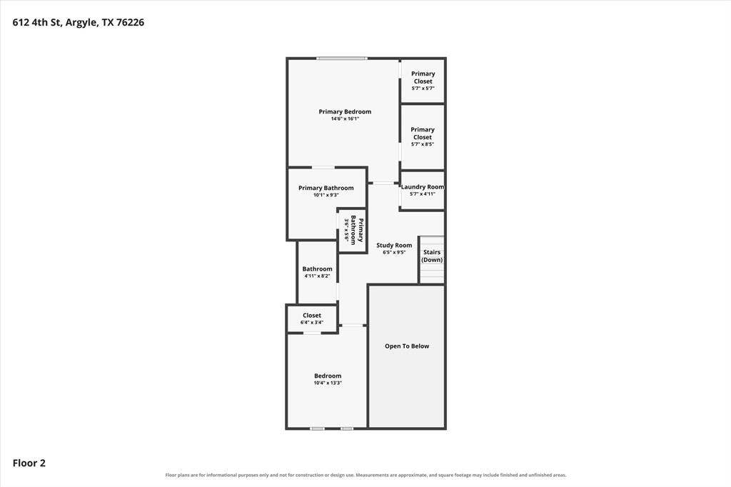 612 4th Street, Argyle, TX 76226 2nd floor plan