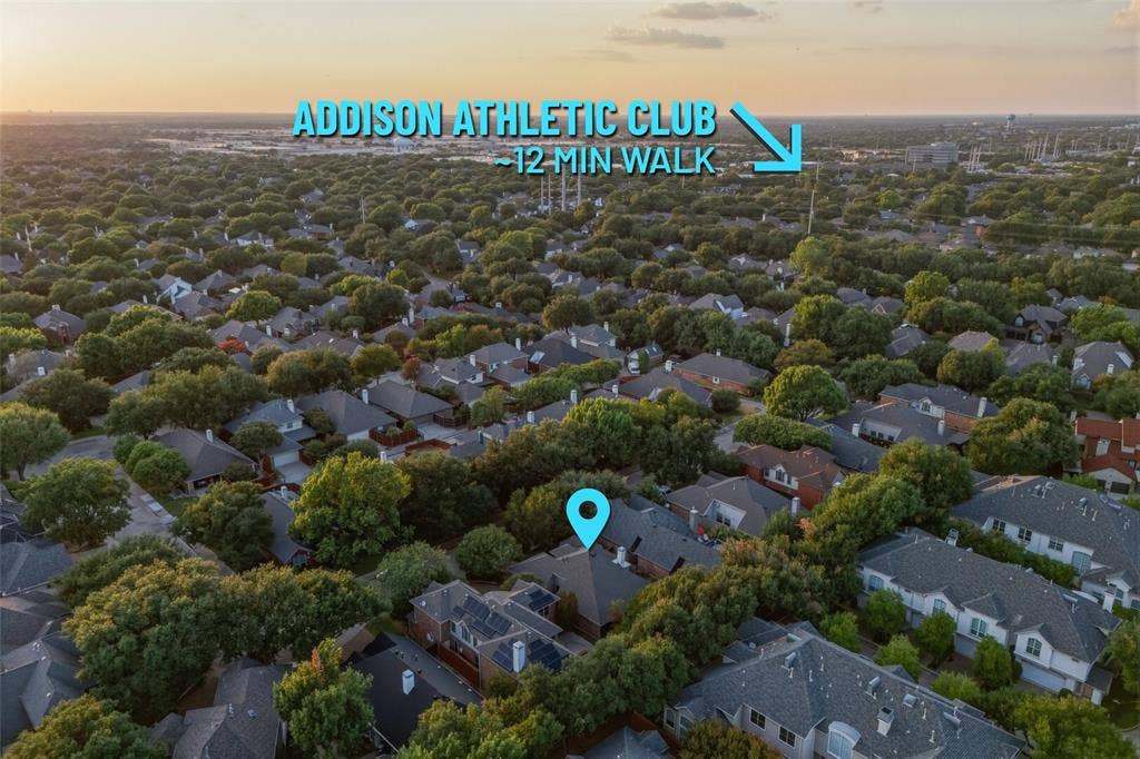 14616 Vintage Lane, Addison, TX 75001 Addison Athletic Club is roughly a 12-minute walk from the front door
